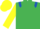 Emerald Green, Royal Blue epaulets, Yellow sleeves and cap