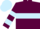 Maroon, Light Blue hoop, hooped sleeves, Light Blue cap