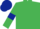 Emerald Green, Dark Blue armlets, Dark Blue cap