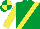 Emerald Green, Yellow sash and sleeves, quartered cap