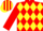 RED & YELLOW DIAMONDS, red sleeves, striped cap