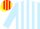 Light Blue and White stripes, Red and Yellow striped cap