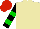 Tan, Black and Green hooped sleeves, Red cap
