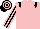 Pink, Black epaulets, Black and Pink striped sleeves, hooped cap