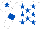 WHITE, royal blue stars, royal blue armlet, royal blue star on cap