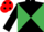 BLACK and EMERALD GREEN diabolo, RED cap, BLACK spots