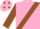 PINK, brown sash & sleeves, brown spots on cap
