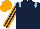 Dark Blue, Light Blue epaulets, Dark Blue and Orange striped sleeves, Orange cap