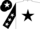 WHITE, black star, black sleeves, white stars, black cap, white star