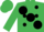 Emerald Green, large Black spots, Black spots on Emerald Green sleeves and cap