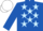 ROYAL BLUE, LIGHT BLUE stars, ROYAL BLUE sleeves, WHITE cap