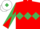 Red, Emerald Green triple diamond, diabolo on sleeves, White cap, Emerald Green diamond
