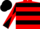 Red, Black hoops, Black and Red diabolo on sleeves, Black cap