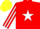 RED, WHITE star, striped sleeves, YELLOW cap
