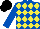 Royal Blue and Yellow diamonds, Black cap