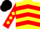 Yellow, Red chevrons, Red sleeves, Yellow diamonds, Black cap