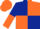 Dark Blue and Orange (quartered), halved sleeves, Orange cap