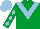 Emerald Green, Light Blue chevron, diamonds on sleeves, Light Blue cap