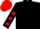 Black, Red spots on sleeves, Red cap