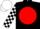 Black, Red disc, Black and White check sleeves, White cap