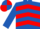 Royal Blue, Red chevrons, Royal Blue sleeves, quartered cap