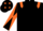 BLACK, orange epaulettes, diabolo on sleeves, black cap, orange diamonds