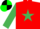 RED, emerald green star,em.green slvs,black armlet,black & green quartered cap