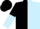 Black and Light Blue (halved), halved sleeves, Black cap