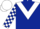 Dark Blue, White chevron, checked sleeves, White cap