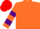Orange, Purple hooped sleeves, Red cap