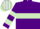 Purple, Light Green hoop, hooped sleeves, White and Light Green striped cap