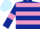 Dark Blue, Mauve hoops and armlets, Light Blue cap