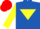 Royal Blue, Yellow inverted triangle and sleeves, Red cap