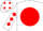 White, Red disc, White sleeves, Red diamonds, White cap, Red spots