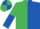 Emerald Green and Royal Blue (halved), halved sleeves, quartered cap