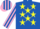 Royal Blue, Yellow stars, Pink and Royal Blue striped sleeves and cap