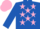 Royal Blue, Pink stars, Royal Blue sleeves, Pink cap