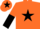 Orange, Black star, Orange and Black halved sleeves, Orange cap, Black star