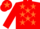 RED, orange stars, red sleeves, orange star on cap