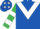 Royal Blue, White chevron, Emerald Green and White hooped sleeves, Red cap, White stars