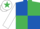 ROYAL BLUE & EMERALD GREEN QUARTERED, white sleeves, white cap, emerald green star