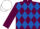 Maroon and Royal Blue diamonds, Maroon sleeves, White cap