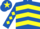 Royal Blue, Yellow chevrons, diamonds on sleeves and star on cap