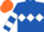 Royal Blue, White triple diamond, hooped sleeves, Orange cap