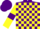 Purple and Yellow check, Yellow sleeves, Purple armlets