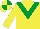 YELLOW, emerald green chevron, quartered cap