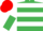 Emerald Green, White hoops, White and Emerald Green halved sleeves, Red cap