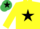 YELLOW, BLACK star, EMERALD GREEN cap, BLACK star