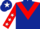 DARK BLUE, red chevron, red sleeves, white stars, dark blue cap, white star