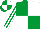 EMERALD GREEN & WHITE QUARTERED, striped sleeves, quartered cap